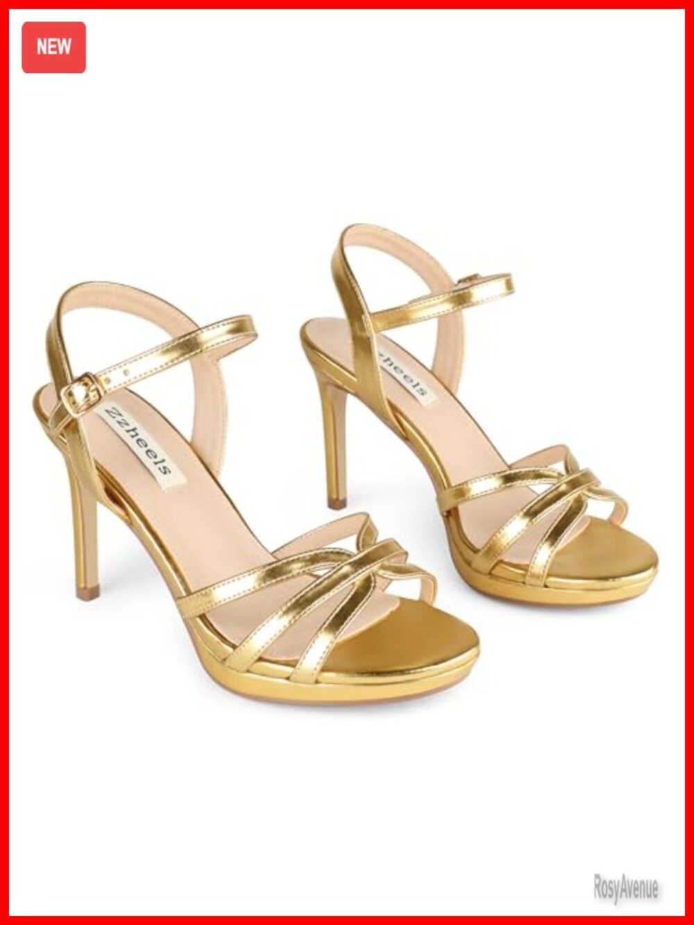 Platform Stiletto Heeled Sandals Ankle Strap Faux Leather Dress